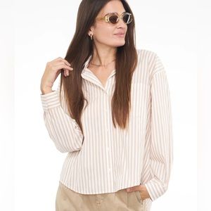 Rolla’s Brown and White Striped Button Down Shirt